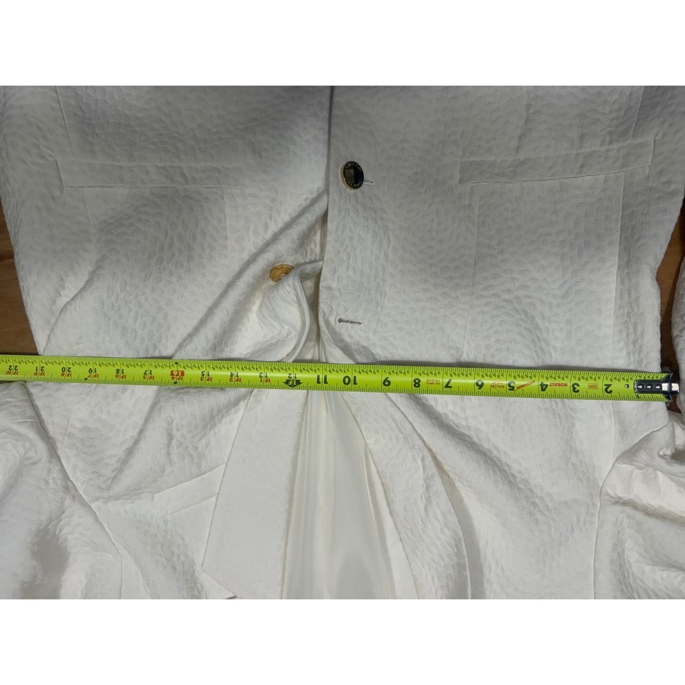 Calvin Klein White Textured Two Button Blazer Jacket Gold Buttons Size 18W - Picture 6 of 7